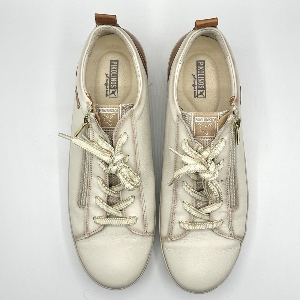 Pikolinos Vigo Zip Up Lace Up Leather Oxford Sneakers in Nata Size 42 EU / US 11 - Picture 4 of 14
